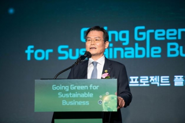 KOTRA(사장 유정열)가 이달 24일부터 27일까지 '2022 글로벌 프로젝트 플라자(GPP 2022)'를 서울 코엑스 인터콘티넨탈호텔에서 개최한다. 정외영 KOTRA 혁신성장본부장이 개회사를 하고 있다.