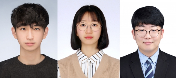 (왼쪽부터) 인하대학교 디자인테크놀로지학과 홍성훈, 박도희 학생과 김종현 교수.