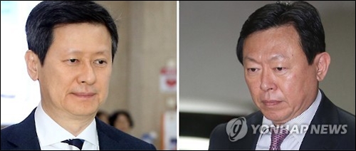 ▲ 신동빈 롯데그룹 회장(사진 오른쪽)과 신동주 전 일본 롯데홀딩스 부회장. (자료사진)