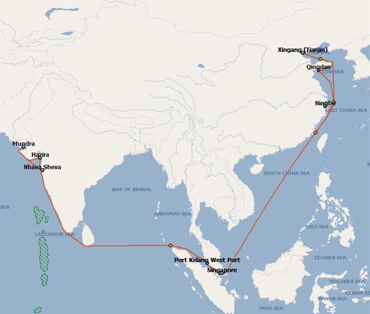 ▲ 현대상선 'China West India Express' 신규 서비스