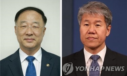▲ 홍남기 부총리 겸 기획재정부 장관 내정자(왼쪽)와 김수현 신임 청와대 정책실장.