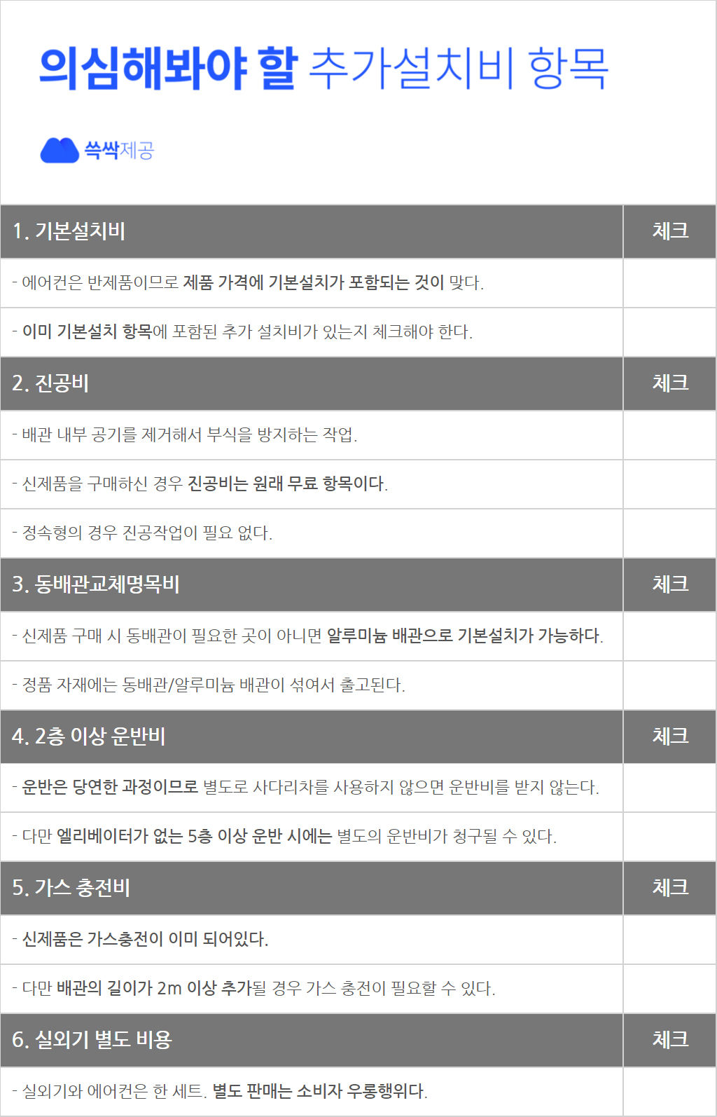 ▲ 의심해봐야 할 추가설치비 항목