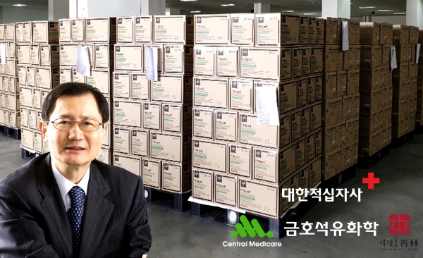 박찬구 금호석유화학 대표는 센트럴 메디케어 의료용 라텍스 장갑 200만매를 대구, 경북 지역의 코로나19 피해 지역 의료봉사자들을 위해 기부하기로 결정했다. 사진=금호석유화학