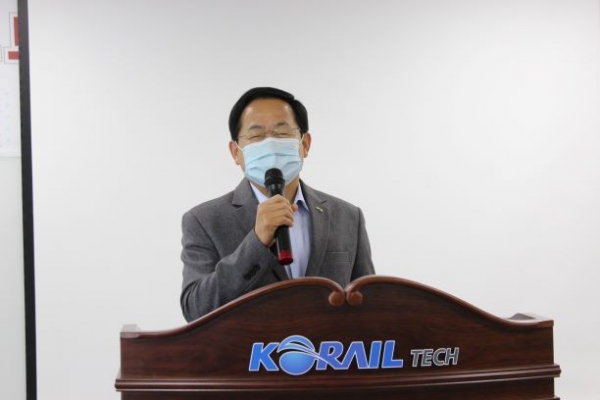 코레일테크 '2020년도 2/4분기 역환경 사업소장 워크숍'에서 임재익 대표이사가 당부 말씀을 하고 있다.