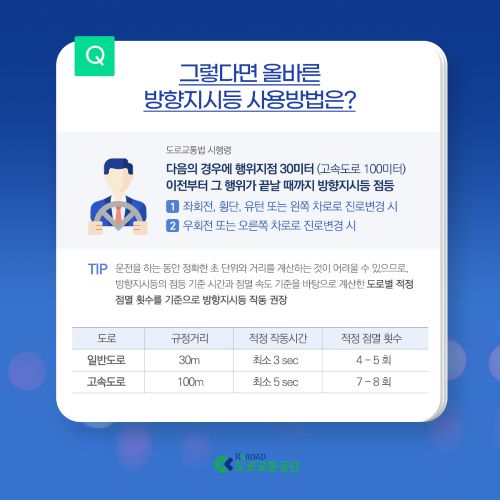 올바른 방향지시등(깜빡이) 사용 방법 안내