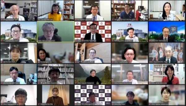 고대의대-일본 삿포로의대 온라인 세미나 모습.