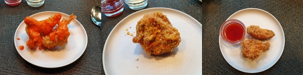 왼쪽부터 로제 치킨, 크런치 버터치킨, 황금올리브 콤보 [사진=안솔지 기자]