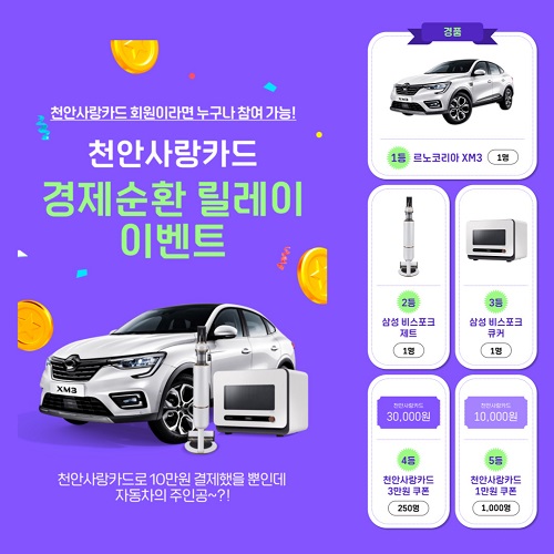 천안사랑카드 경제순환 릴레이 이벤트 [자료=코나아이 제공]