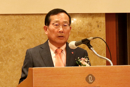 7일 서울 소공동 롯데호텔에서 개최된 한국통합물류협회장 취임식에서 박찬복 제8대 협회장이 취임사를 하고 있다.