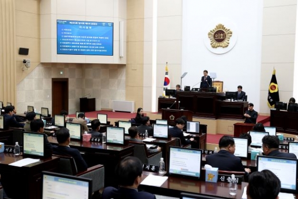 제285회 인천광역시의회 임시회 제5차 본회의 모습.