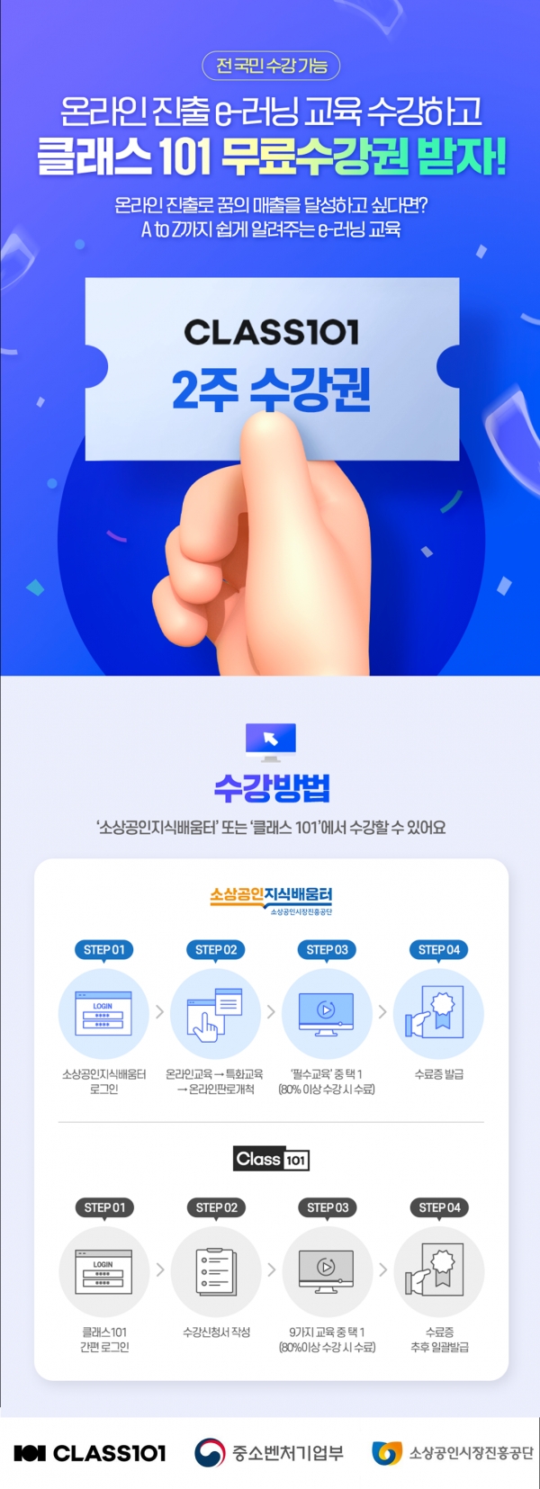 소상공인 온라인시장 진출교육 이벤트 페이지(사진제공=소진공)