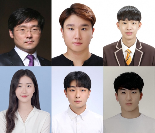 (왼쪽부터) 원종훈 전기공학과 교수, 기계공학과 배노혁, 차승민, 스마트모빌리티공학과 박지영, 전기공학과 이종진, 정보통신공학과 정진우 학생