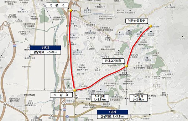 대중교통과-성남시 S-BRT (성남~복정 광역 BRT) 사업 위치도(사진제공=성남시)