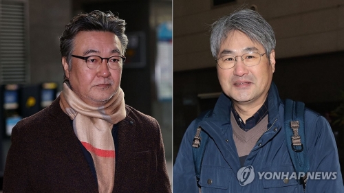 윤호상 마이모바일 입찰 대리인(왼쪽)과 한윤제 스테이지엑스 입찰 대리인이 제4 이동통신사 선정을 위한 5G 28㎓ 주파수 대역 경매가 재개된 지난 29일 오전 서울 송파구 한국인터넷진흥원 서울사무소로 들어서고 있다.