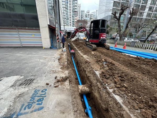 618블록 산곡동 261-8번지 일원 노후관 교체공사 모습.(사진제공=인천시)