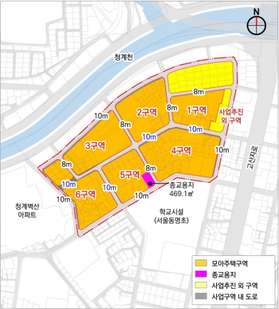 ▲ 마장동 457번지 일대 모아타운 구역도 [사진= 성동구 제공]