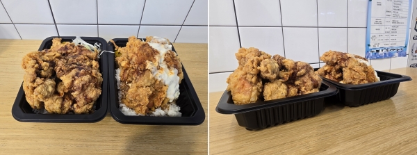 연돈볼카츠 신메뉴 '뚜껑열린치킨'. 뚜껑이 닫히지 않는 푸짐한 비주얼이 돋보인다. [사진 = 안솔지 기자]