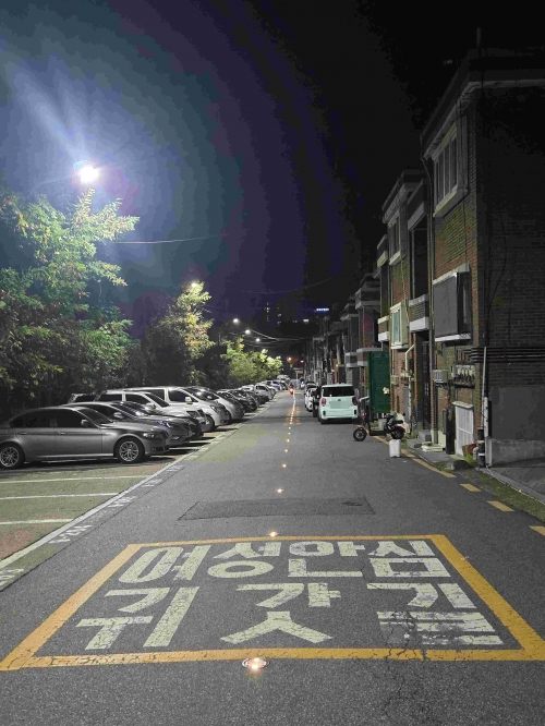 도로표지병 110개를 새것으로 교체 설치한 성남시 중원구 하대원동 여성 안심 귀갓길.(사진제공=성남시)