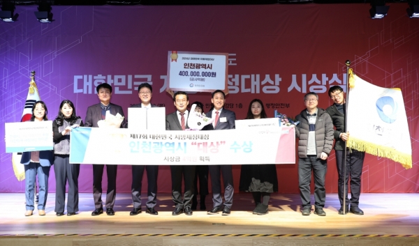 인천시(시장 유정복)는 행정안전부가 주관한 '2024년 제17회 대한민국 지방재정대상'에서 대상을 수상하며 4억 원의 재정 인센티브를 확보했다고 밝혔다.