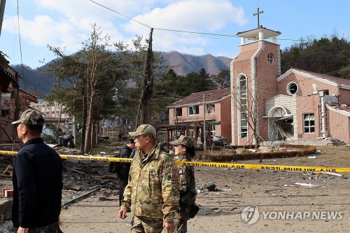 6일 경기도 포천시 이동면 노곡리 공군 전투기 폭탄 오발 사고 현장 모습.