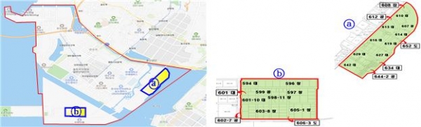 주요 면적 증가(ⓐ 11-2 공구(1.5㎢), ⓑ 10공구 항만 배후단지(0.9㎢)-(사진제공=인천시)