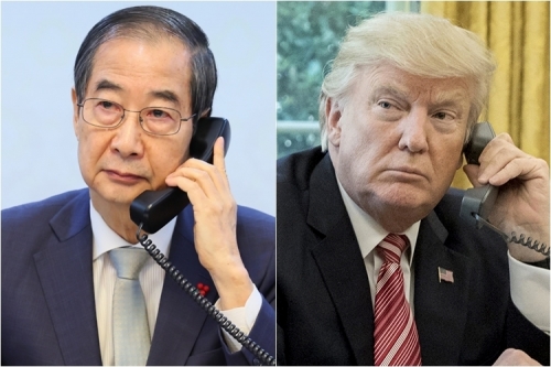 한덕수 대통령 권한대행 국무총리, 도널드 트럼프 미국 대통령. 사진=연합뉴스