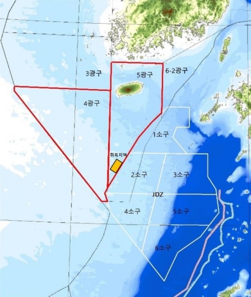 JDZ 인접 수역도.[사진=국회입법조사처 '한일 대륙붕 공동개발체제 종료 대비 방안' 보고서]