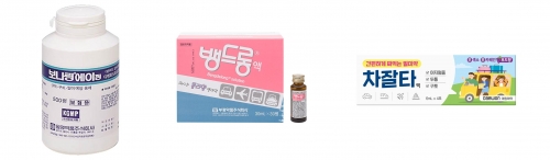 (왼쪽부터)일양약품 보나링에이정, 부광약품 뱅드롱액, 대원제약 차잘타액