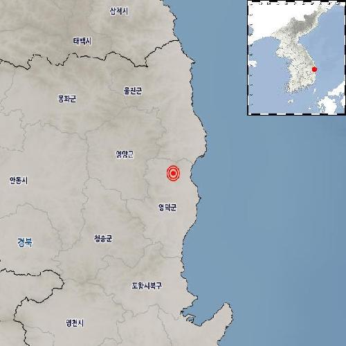 경북 영덕서 규모 2대 지진 2차례 발생