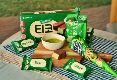 롯데웰푸드, 월드콘·설레임·티코 '말차맛' 출시